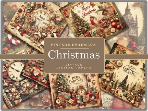 Download Vintage Ephemera Christmas Backgrounds - Ephemera Collection