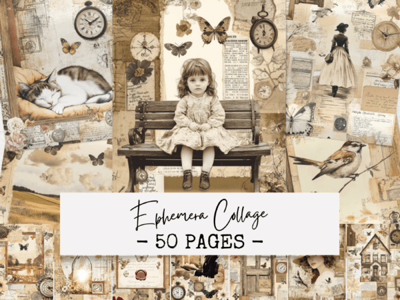 Download Vintage Ephemera Collage Pages - Ephemera Collection