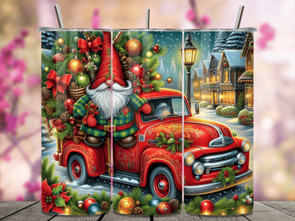 Download Red Truck Gnome Retro Holiday Tumbler - Holiday Collection