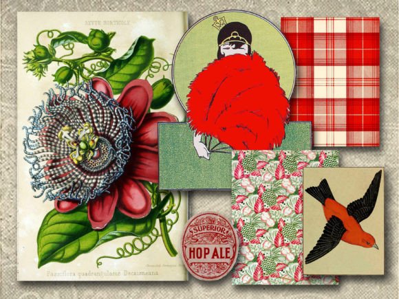 Download Red Vintage Ephemera Embellishments - Ephemera Collection