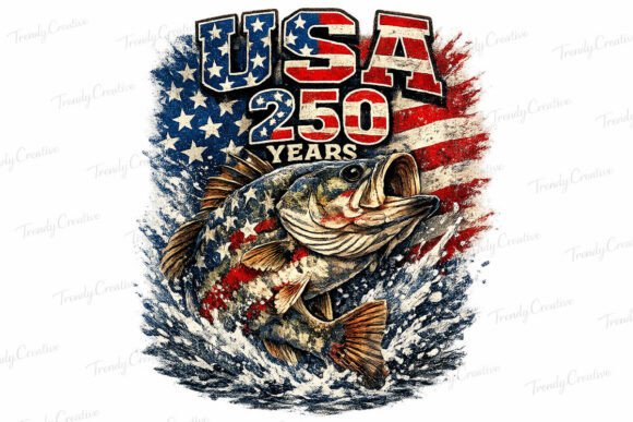Download USA 250 Bass Fishing Vintage PNG - Vintage png Collection