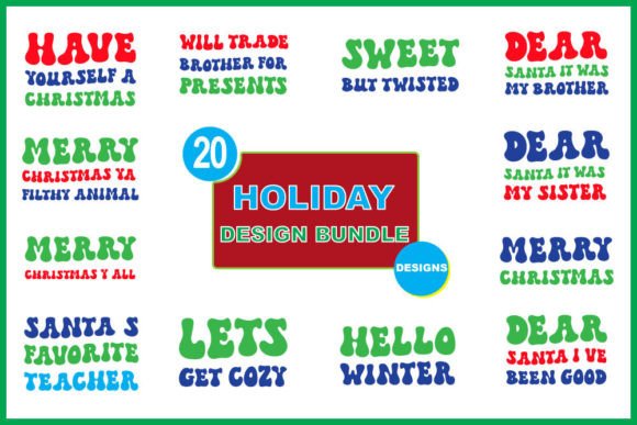 Download Retro HoliDay T-shirt Design Bundle, - Holiday Collection